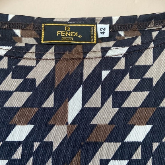 FENDI- Zucca Logo Monogram Cap Sleeve Boat Neck Top - Picture 3 of 9